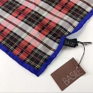 𝅺BASILE NEW silk twilly triangle scarf Heritage classic checks plaid
